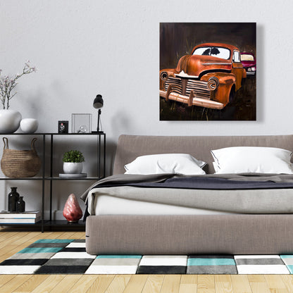 Old Car Crash Still Life Canvas | American Bedroom Decor