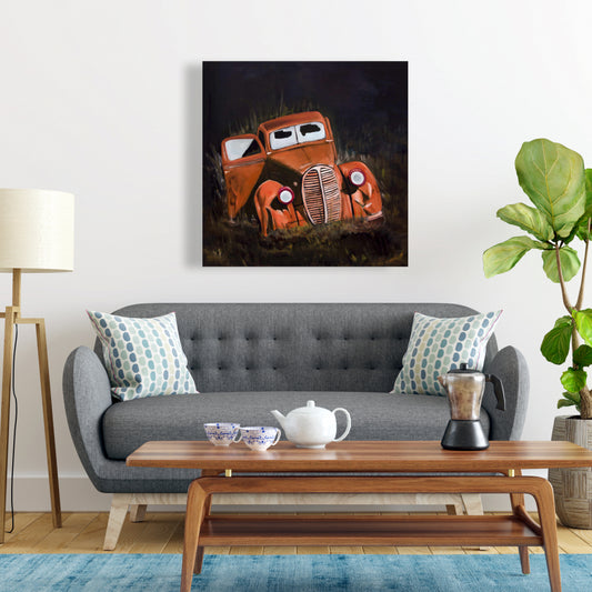 Humpy Old Car by Night Canvas - Bedroom Home Decor Art