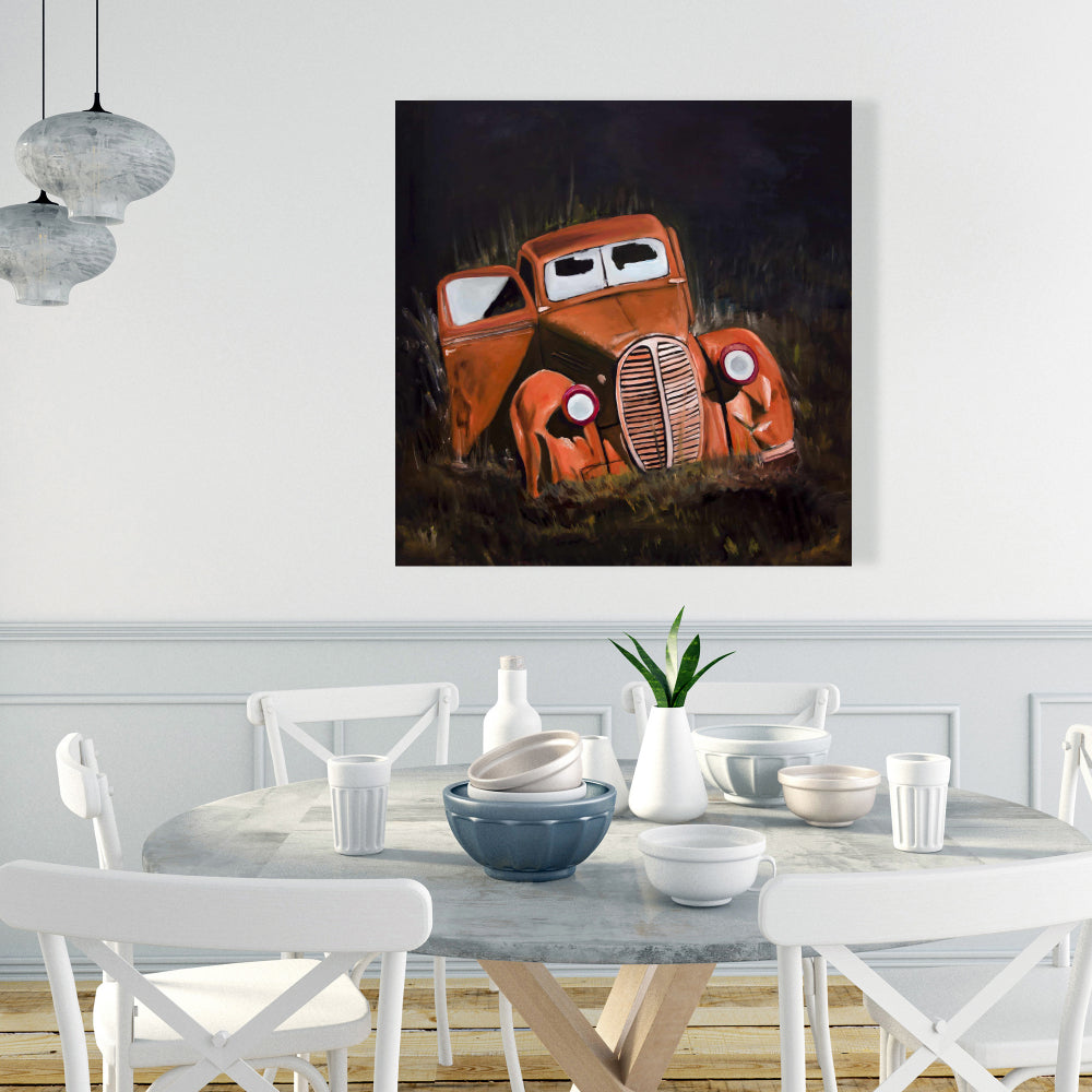 Humpy Old Car by Night Canvas - Bedroom Home Decor Art