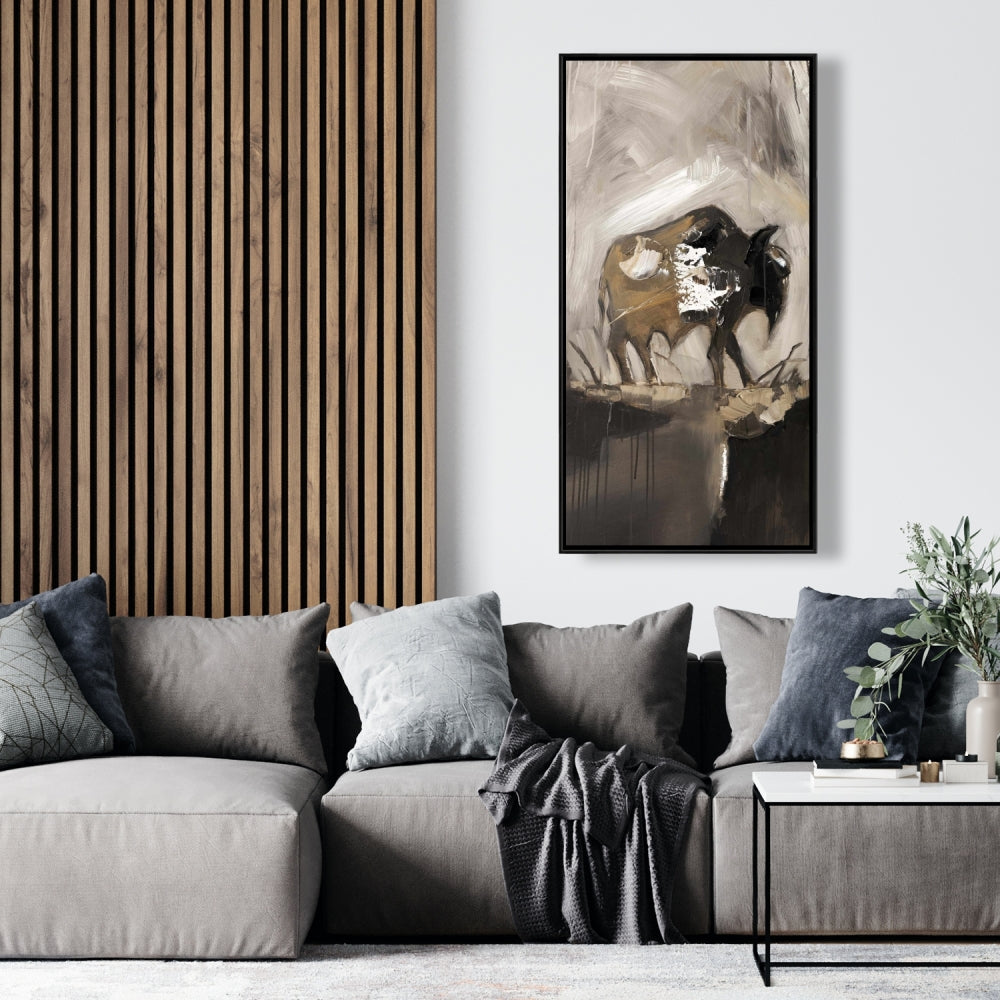 Abstract Buffalo Canvas | Brown Farm Animals Wall Art Decor