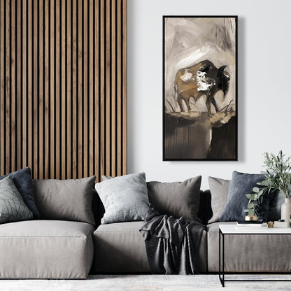 Abstract Buffalo Canvas | Brown Farm Animals Wall Art Decor