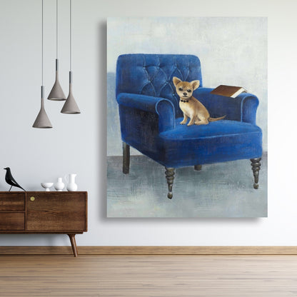 Blue Chihuahua on Armchair Canvas - Contemporary Home Decor