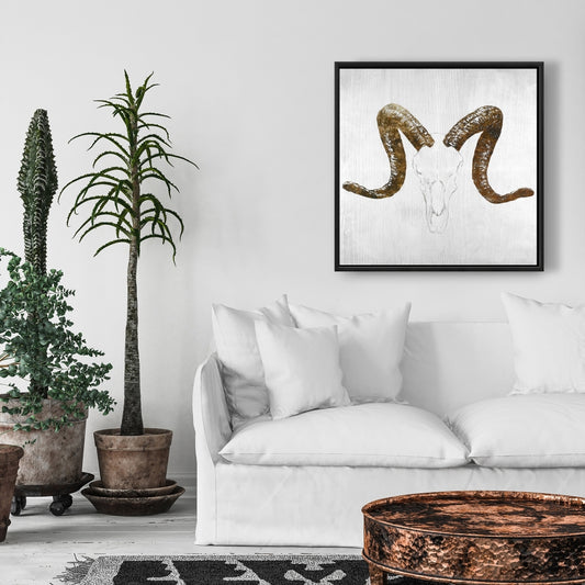 Rustic White Farm Animal Canvas - Aeries Skull Home Decor