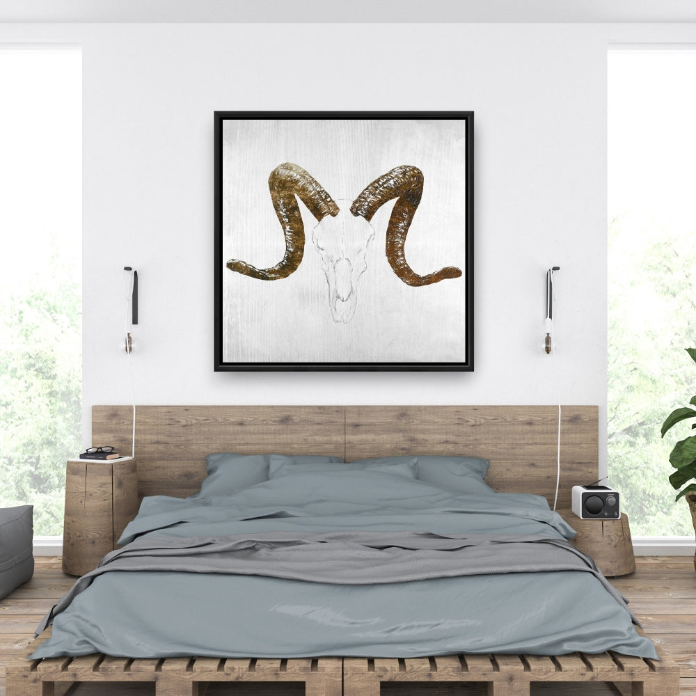 Rustic White Farm Animal Canvas - Aeries Skull Home Decor
