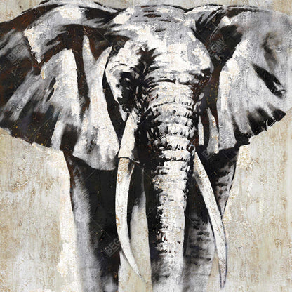 Grayscale Elephant | Black Bedroom Framed Canvas Wall Art