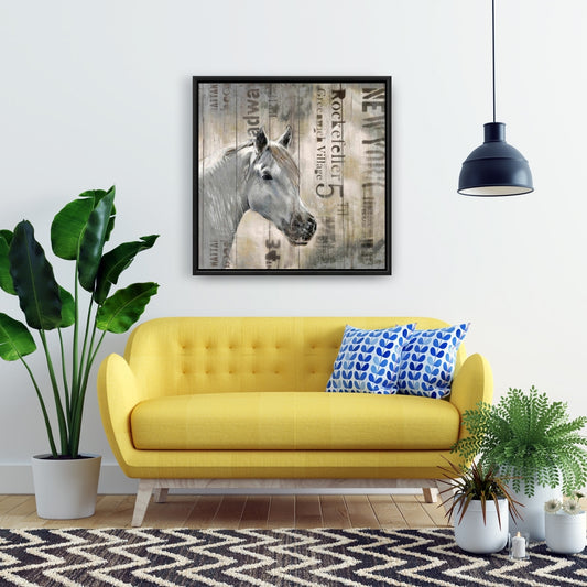 Rustic White Horse - Farm Animal Canvas | Home Decor Art