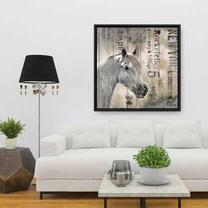Rustic White Horse - Farm Animal Canvas | Home Decor Art