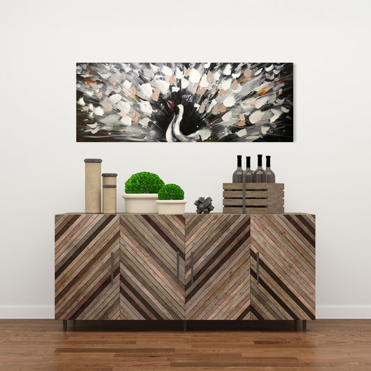 Toile abstraite représentant un paon tacheté – Décoration d'intérieur moderne