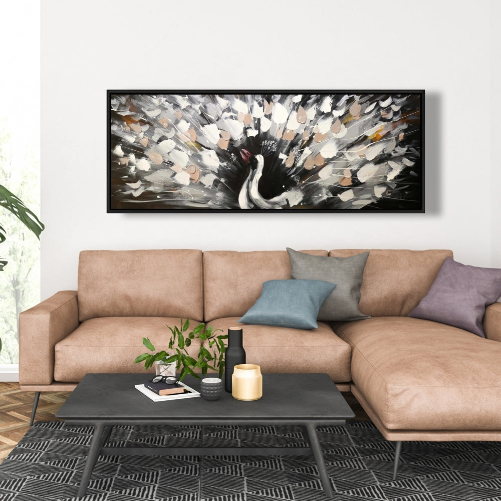 Spotted Abstract Peacock Canvas - Modern Bedroom Wall Art