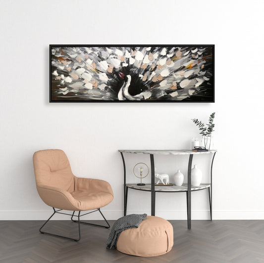 Spotted Abstract Peacock Canvas - Modern Bedroom Wall Art