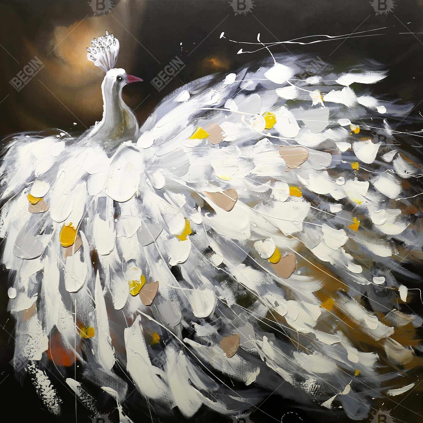 Abstract Peacock Canvas - Contemporary Bedroom Wall Art Decor