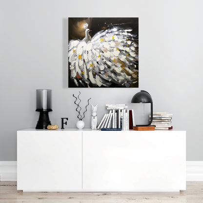 Abstract Peacock Canvas - Contemporary Bedroom Wall Art Decor