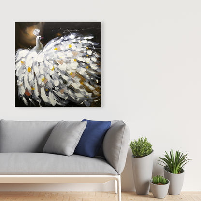 Abstract Peacock Canvas - Contemporary Bedroom Wall Art Decor