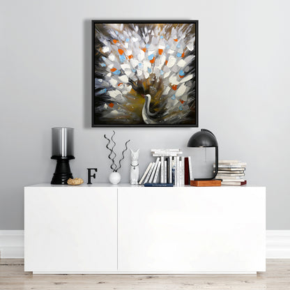 Blue Bedroom Animals Framed Canvas | Abstract Peacock Decor
