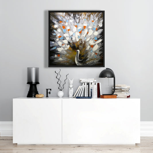 Blue Bedroom Animals Framed Canvas | Abstract Peacock Decor