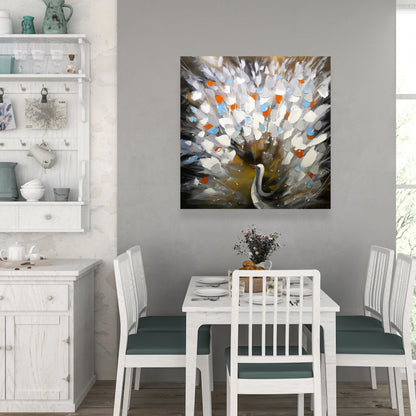 Abstract Peacock Canvas | Blue Animal Bedroom Decor Wall Art