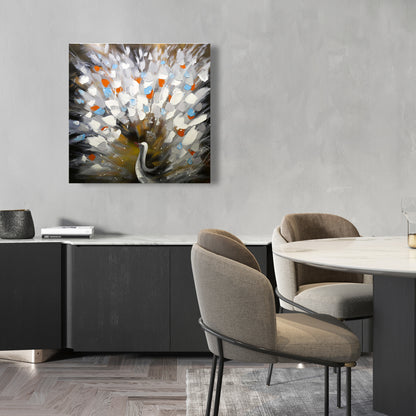 Abstract Peacock Canvas | Blue Animal Bedroom Decor Wall Art