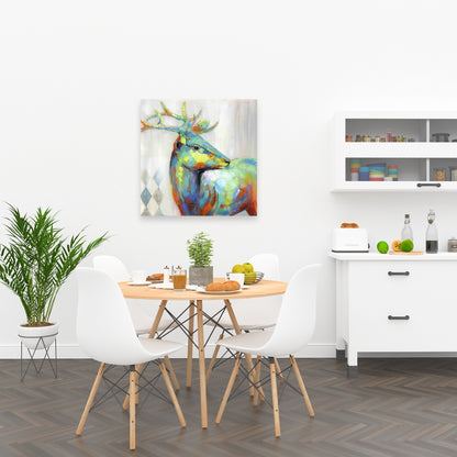 Abstract Color Spotted Deer Canvas | Contemporary Home Decor