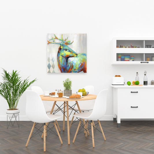 Abstract Color Spotted Deer Canvas | Contemporary Home Decor