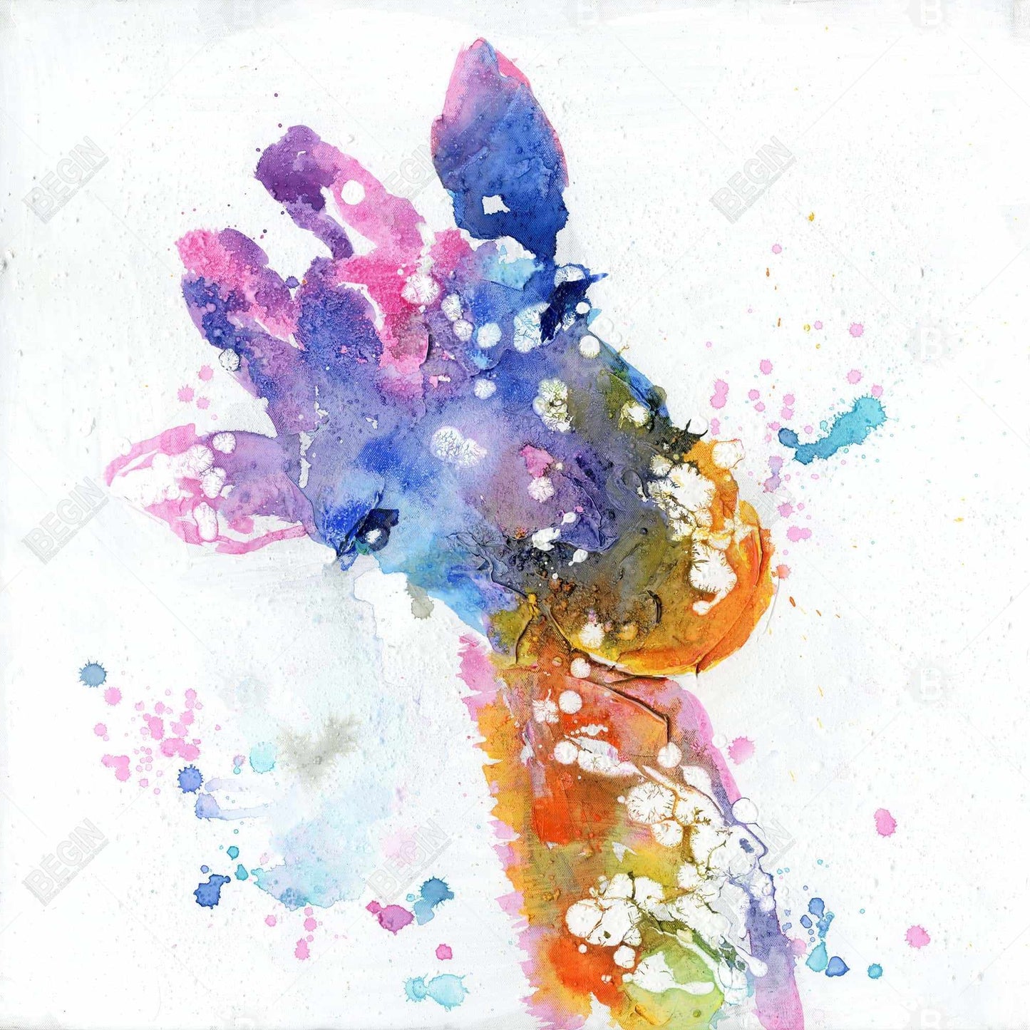 Abstract Giraffe Canvas | Colorful Wildlife Wall Art Decor