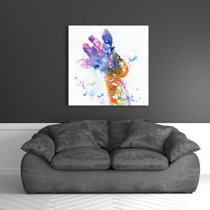 Abstract Giraffe Canvas | Colorful Wildlife Wall Art Decor