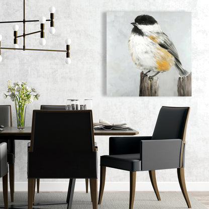 Coal Tit Bird Canvas - Gray Wall Art Decor for Home