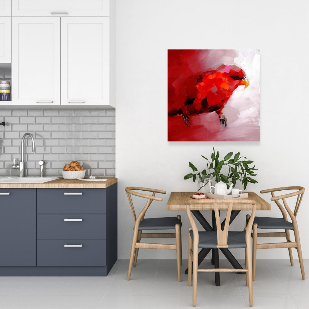 Abstract Red Parrot Canvas - Modern Bird Art for Home Decor