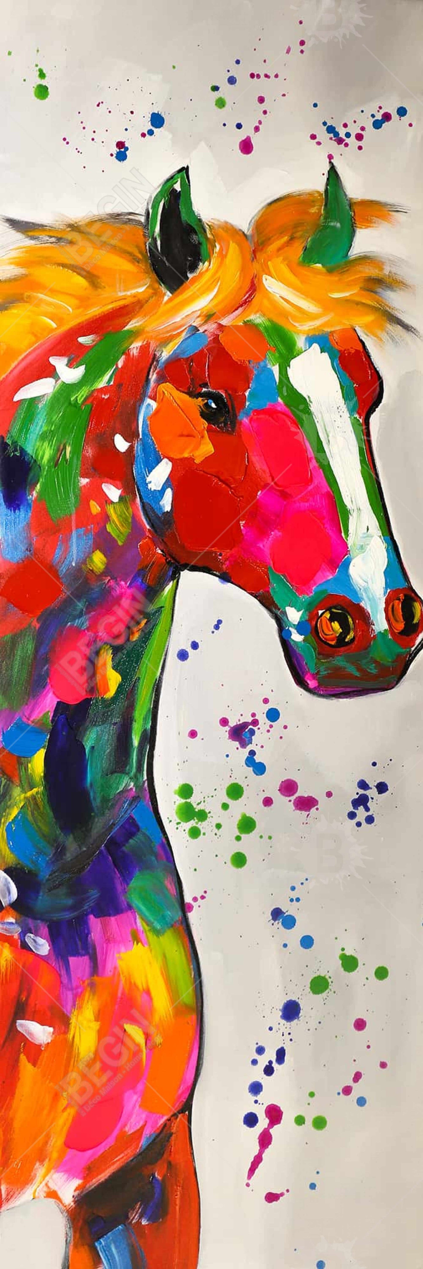 Colorful Abstract Horse Canvas - Farm Animal Home Decor Art