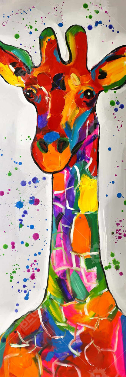 Abstract Colorful Giraffe Canvas - Red Animals Wildlife Art