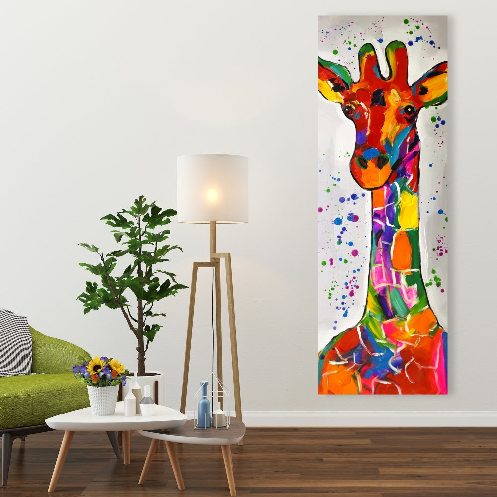 Abstract Colorful Giraffe Canvas - Red Animals Wildlife Art