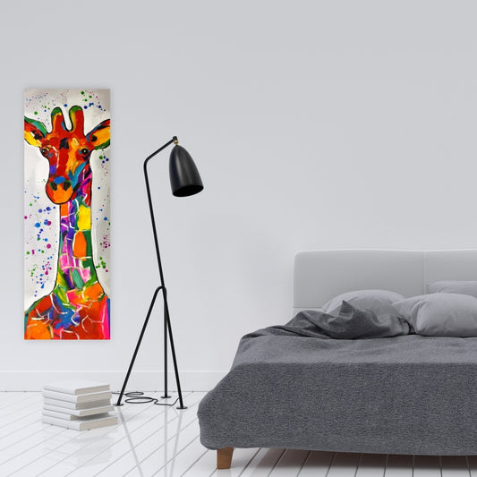 Abstract Colorful Giraffe Canvas - Red Animals Wildlife Art