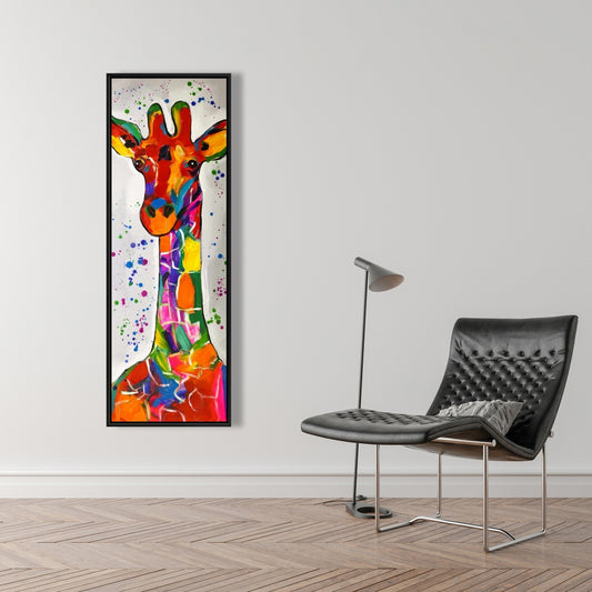 Abstract Colorful Giraffe Canvas - Wildlife Decor for Bedroom