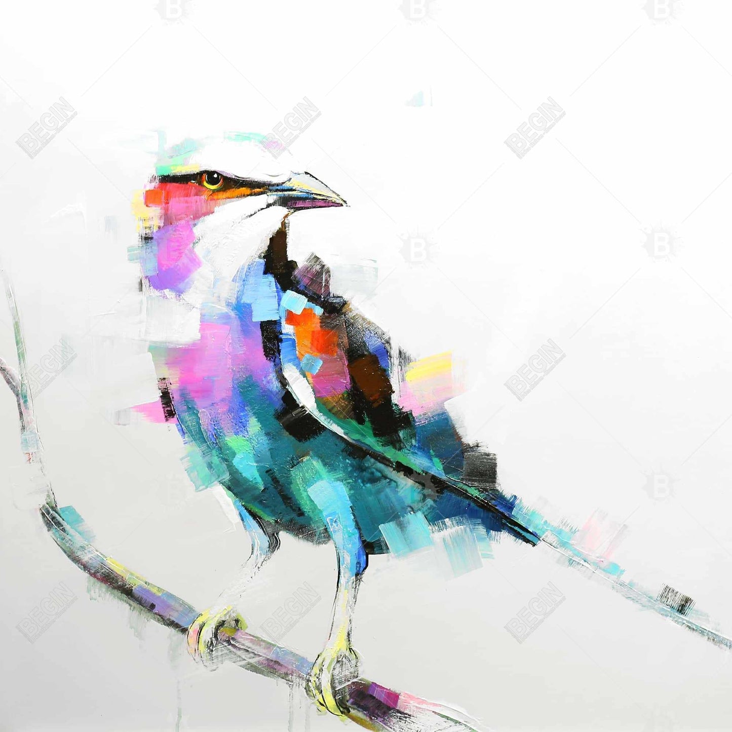 Pink Bird Framed Canvas - Colorful Abstract Art for Home Decor
