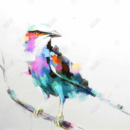 Pink Bird Framed Canvas - Colorful Abstract Art for Home Decor