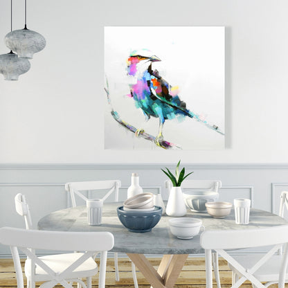 Colorful Abstract Bird Canvas - Modern Bedroom Wall Art Decor