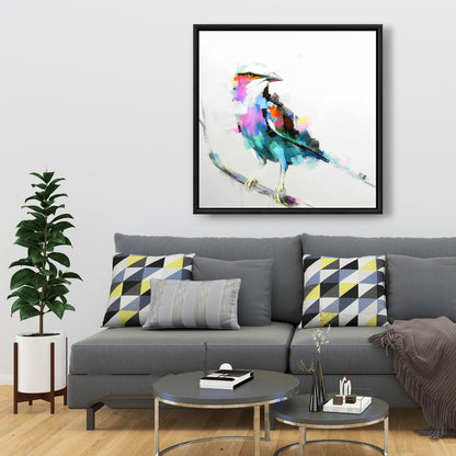 Pink Bird Framed Canvas - Colorful Abstract Art for Home Decor