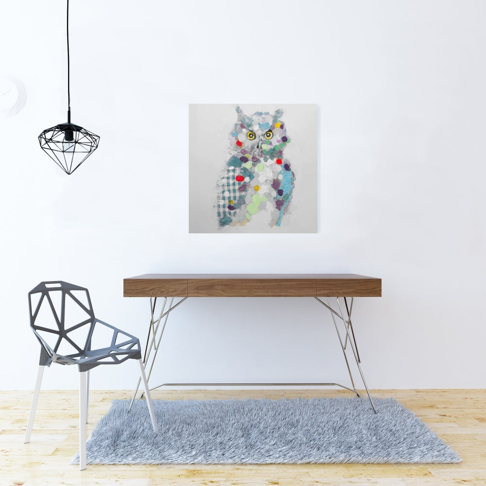 Textured Abstract Owl Gray Canvas | Contemporary Home Decor