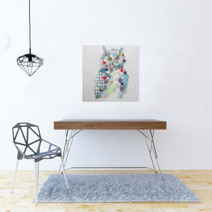 Textured Abstract Owl Gray Canvas | Contemporary Home Decor