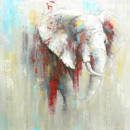 Abstract Elephant Canvas - Red African Art for Home Decor