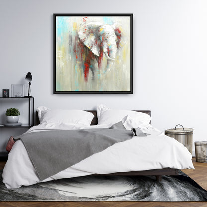 Abstract Elephant Canvas - Bedroom Decor, Animal Art Framed