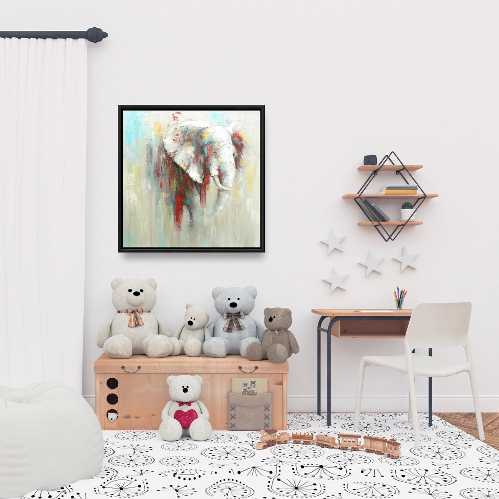 Abstract Elephant Canvas - Bedroom Decor, Animal Art Framed