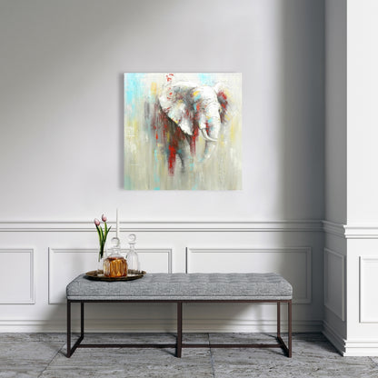 Abstract Elephant Canvas - Red African Art for Home Decor