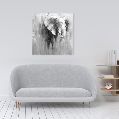 Abstract Grayscale Elephant Canvas | Home Decor Wall Art