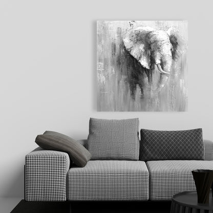 Abstract Grayscale Elephant Canvas | Home Decor Wall Art