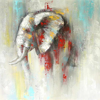 Abstract Elephant Canvas | Red African Bedroom Wall Art Decor