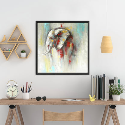 Abstract Paint Splash Elephant - Red Bedroom Canvas Decor