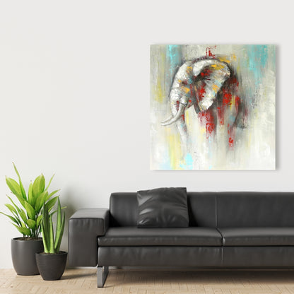Abstract Elephant Canvas | Red African Bedroom Wall Art Decor