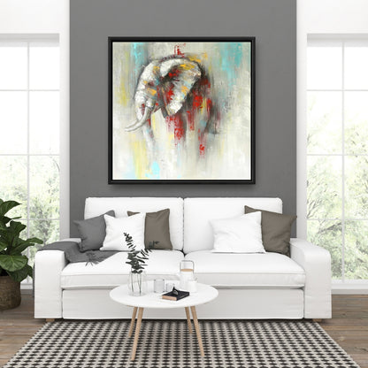 Abstract Paint Splash Elephant - Red Bedroom Canvas Decor