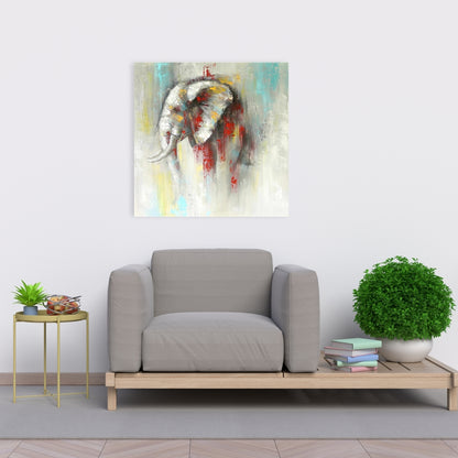 Abstract Elephant Canvas | Red African Bedroom Wall Art Decor