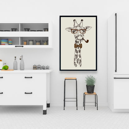 Toile « Girafe amusante avec pipe » | Décoration de chambre animalière